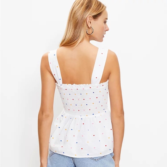 NWT Loft White Polka Dot Top - Picture 4 of 11